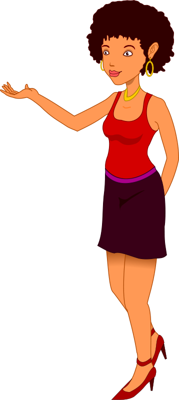 Animated Woman Presenting PNG Image