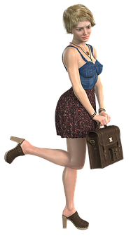 Animated Woman With Briefcase PNG Image