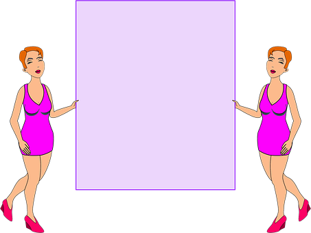 Animated Women Holding Sign PNG Image