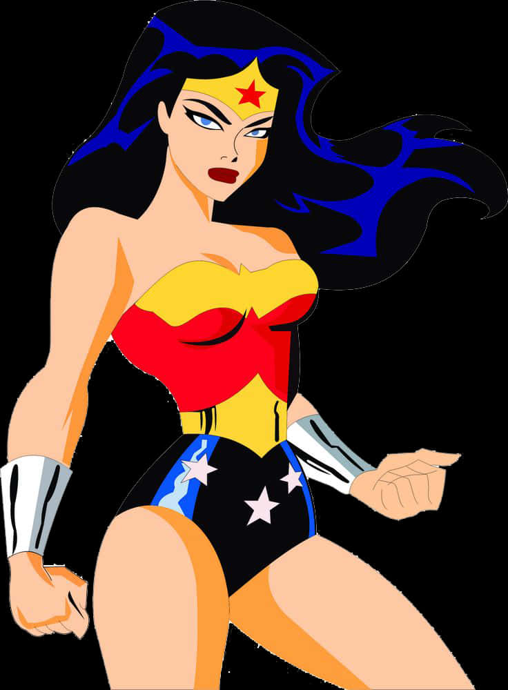 Animated Wonder Woman Portrait PNG Image