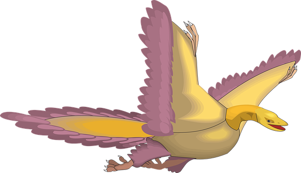 Animated Yellow Bird In Flight PNG Image