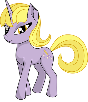 Animated Yellow Maned Unicorn PNG Image