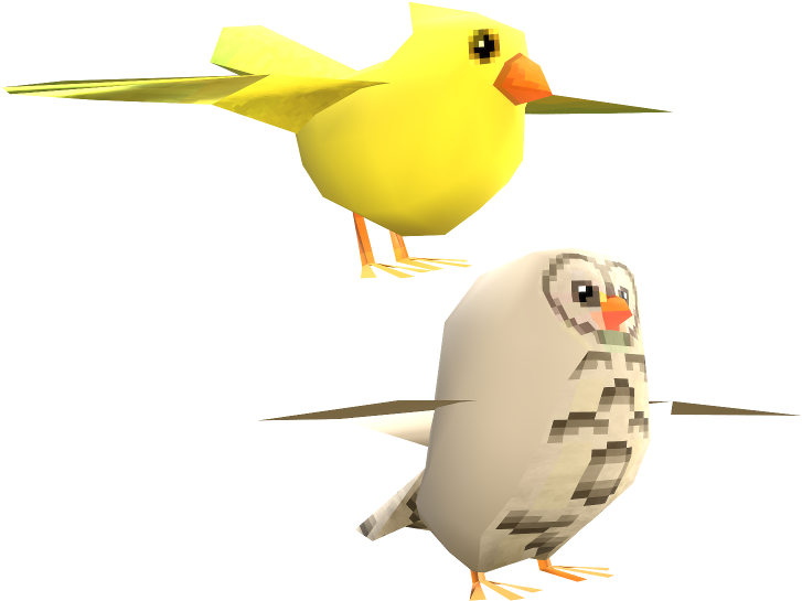 Animated Yellowand Grey Birds PNG Image