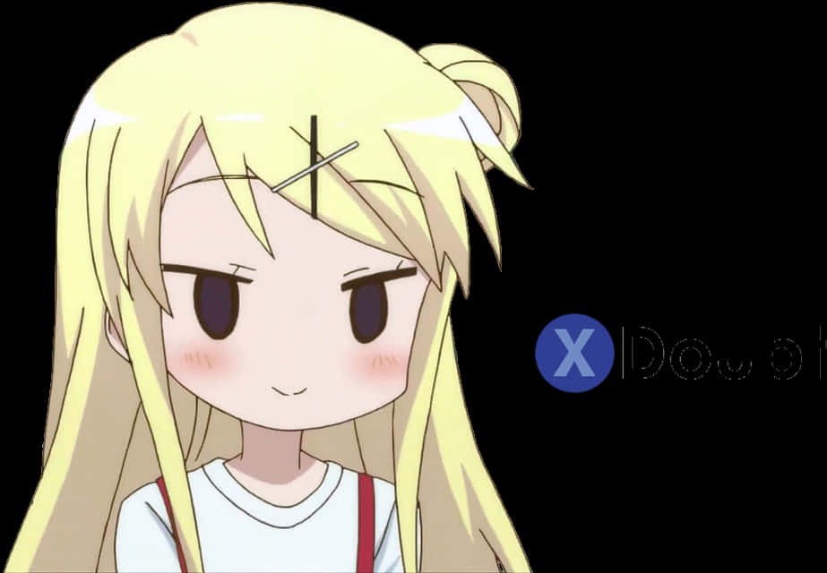 Anime Blonde Character Blushing PNG Image