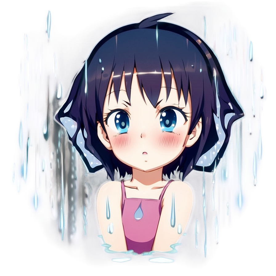 Anime Blush In Rain Png Yug PNG Image