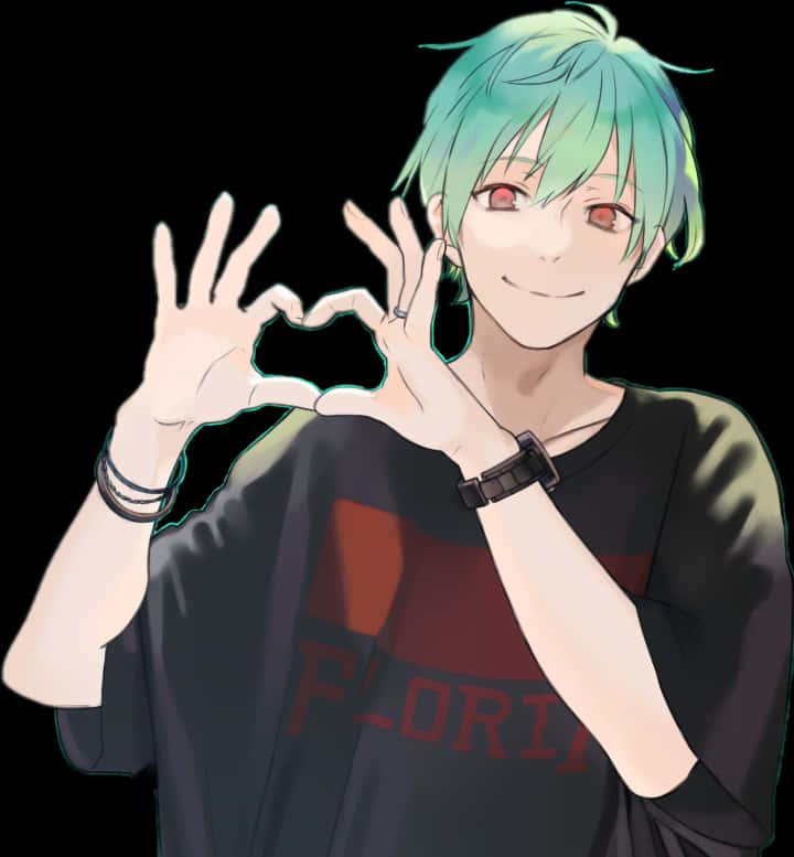 Anime Boy Heart Gesture PNG Image