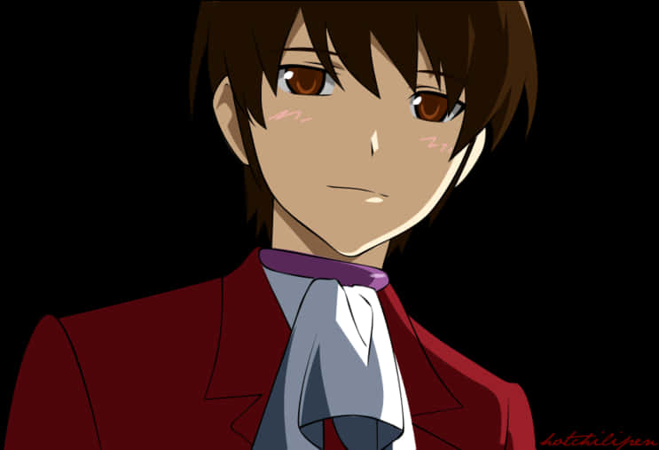 Anime Boyin Red Suit PNG Image