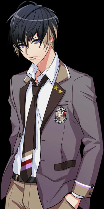 Anime Boyin School Uniform PNG Image