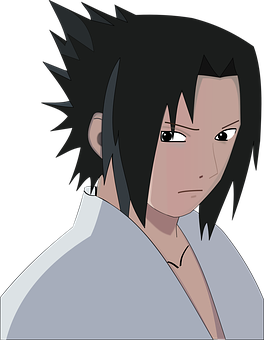 Anime Character Black Hair White Robe PNG Image