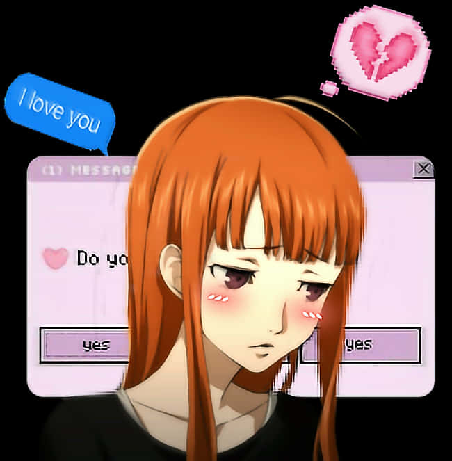 Anime Character Blushing Love Confession PNG Image