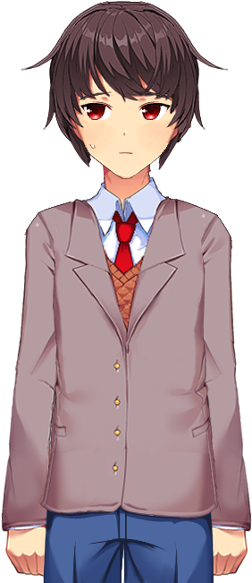 Anime Character Brown Hair School Uniform PNG Image