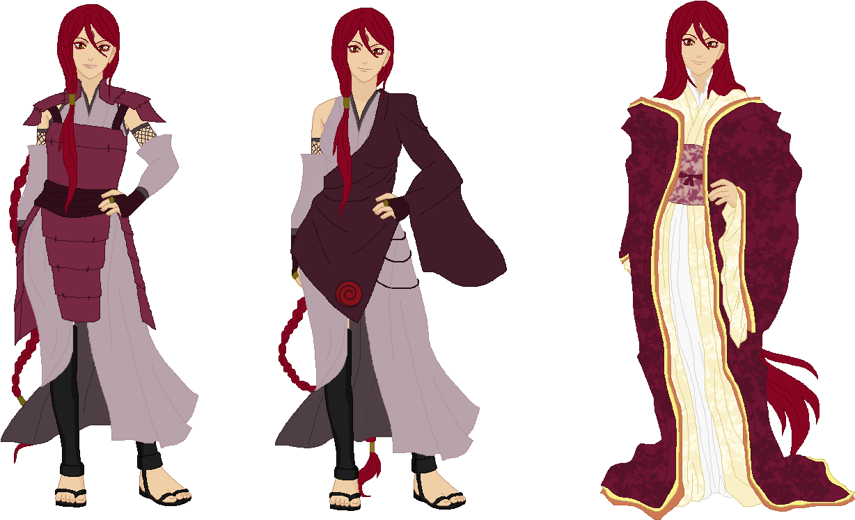 Anime Character Multiple Outfits PNG Image