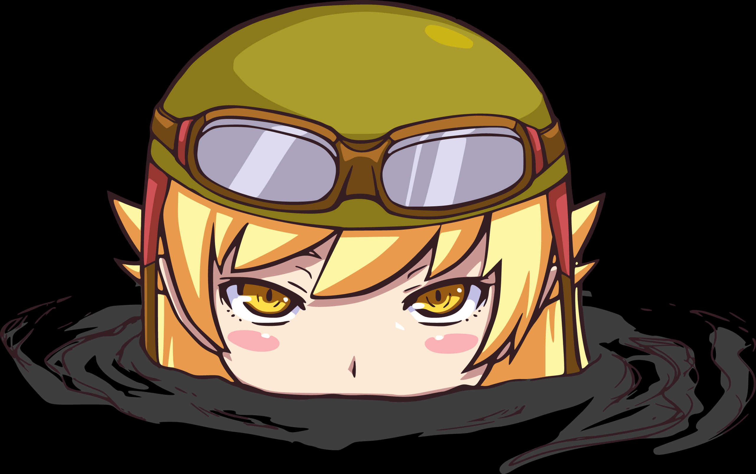 Anime Character Peeking With Helmet PNG Image