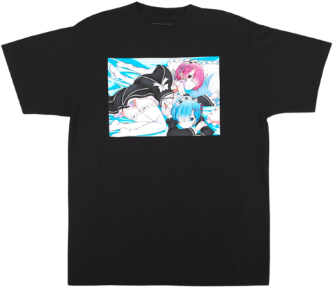 Anime Character Printed Black T Shirt PNG Image