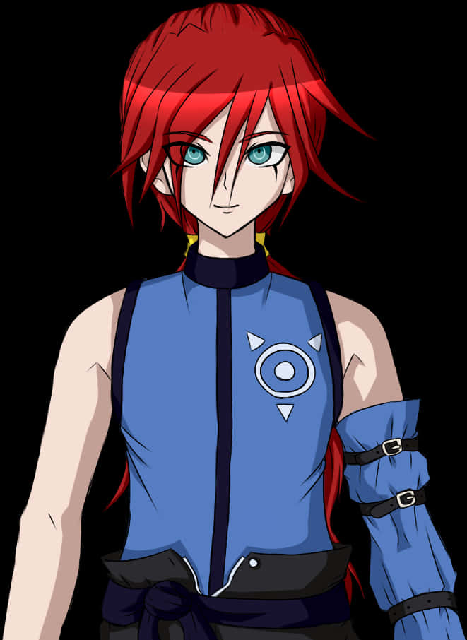 Anime Character Red Hair Blue Eyes PNG Image