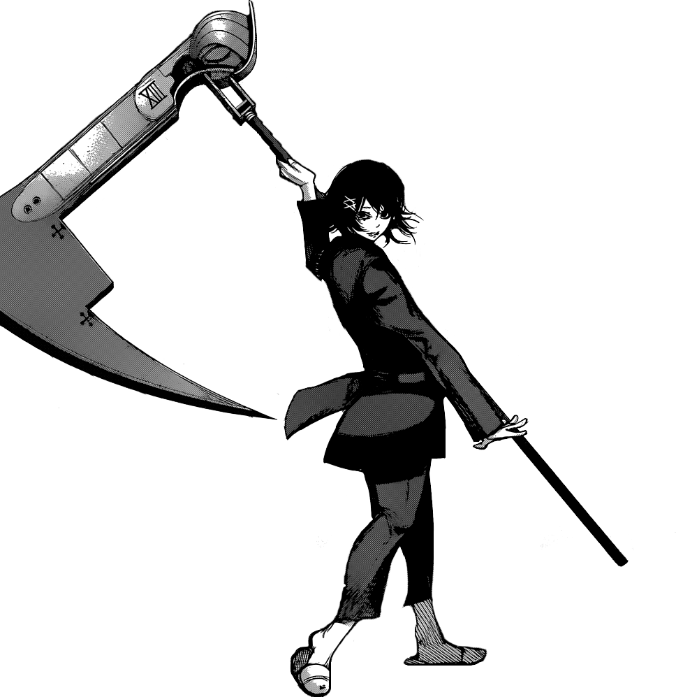 Anime Character Wielding Scythe PNG Image