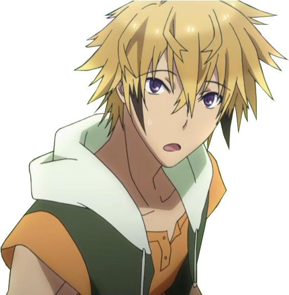 Anime Character With Blond Hair And Green Jacket PNG Image