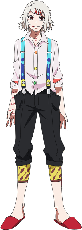 Anime Character With White Hairand Suspenders PNG Image