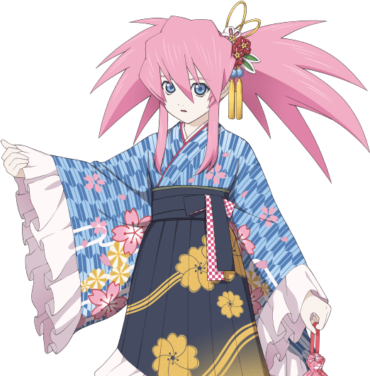 Anime Characterin Floral Kimono PNG Image