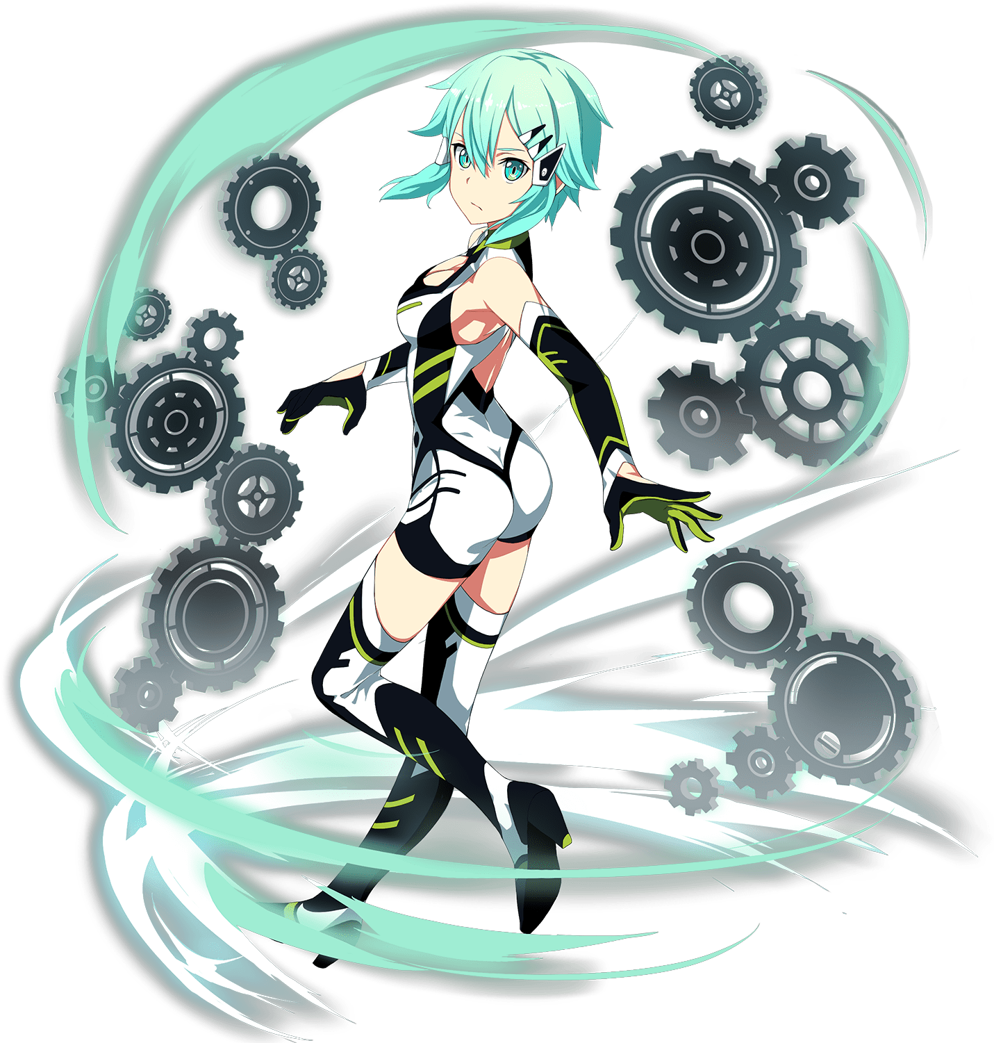 Anime Characterwith Gearsand Energy Blades PNG Image