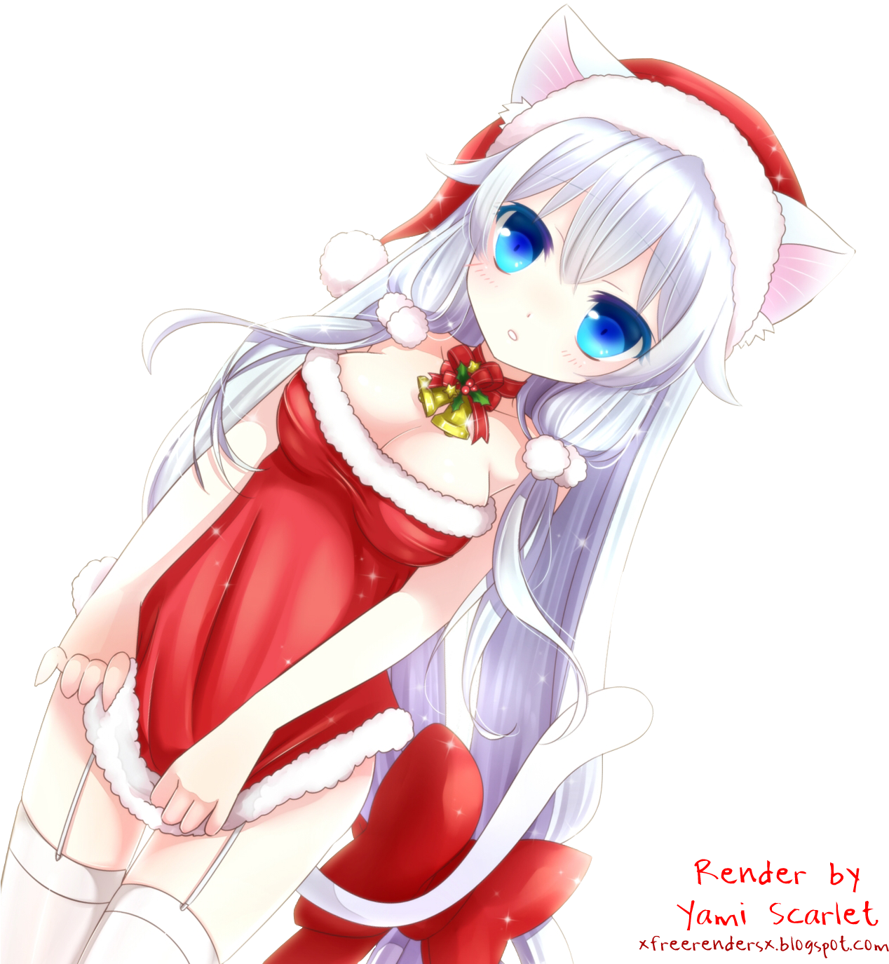 Anime Christmas Santa Girl PNG Image