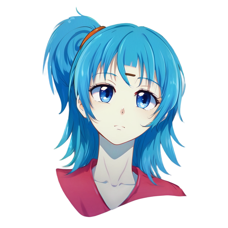 Anime Face With Blue Hair Png 06122024 PNG Image