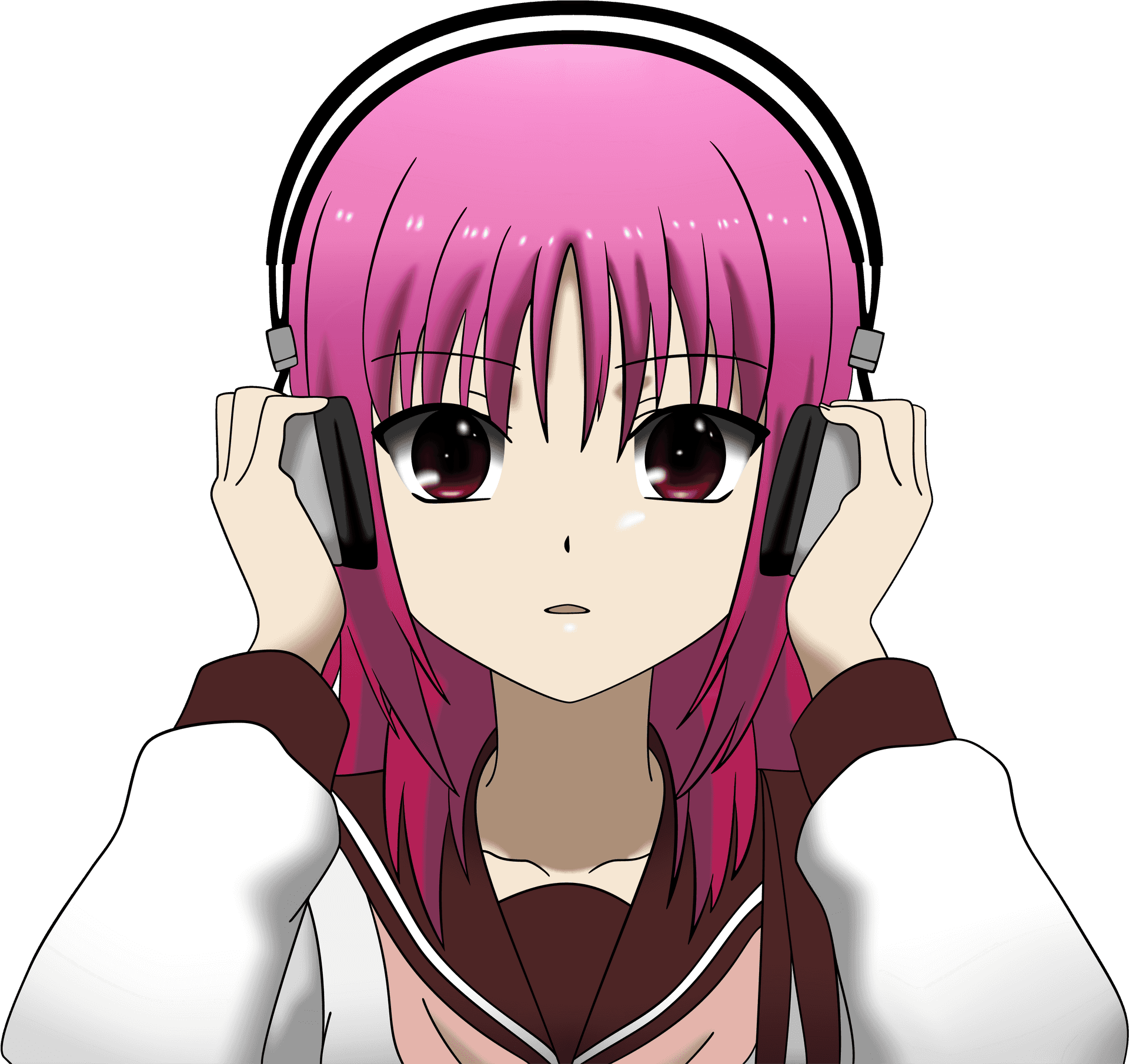 Anime Girl Listeningto Music PNG Image