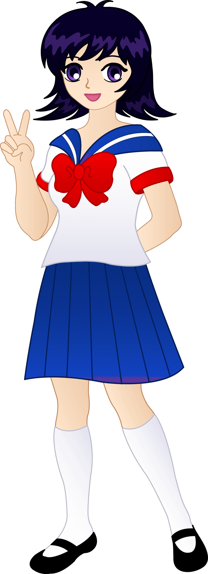 Anime Girl Peace Sign PNG Image