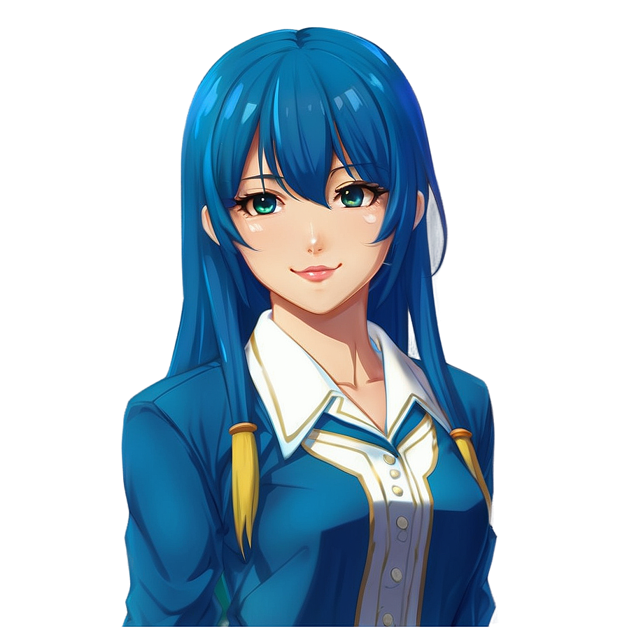 Anime Girl With Blue Hair Png Bxr92 PNG Image