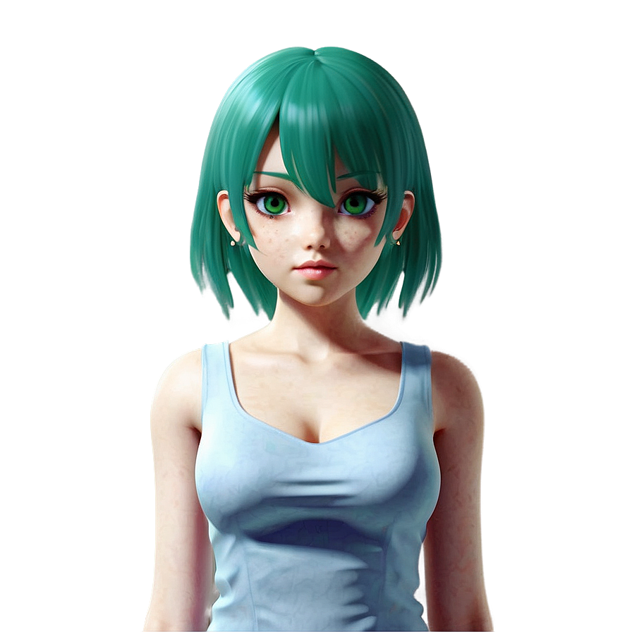 Anime Girl With Green Hair Png 05032024 PNG Image