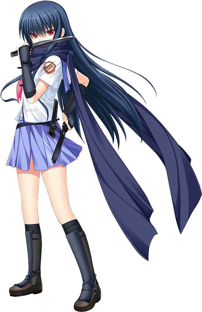 Anime Girl With Gunand Scarf PNG Image