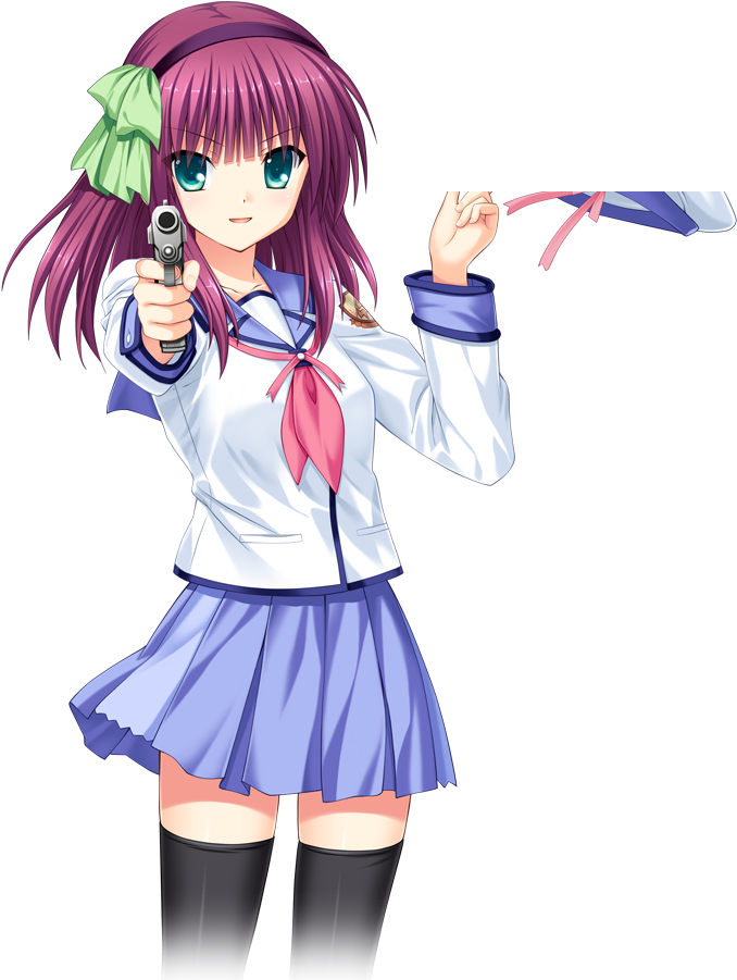 Anime Girl With Gunand Umbrella PNG Image