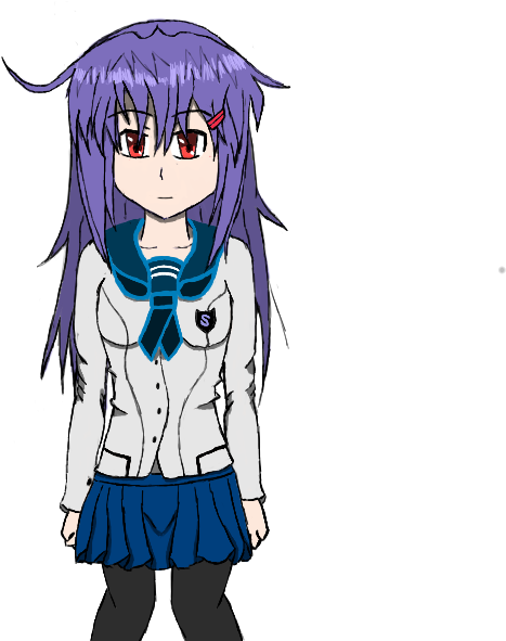 Anime Girl With Purple Hairand School Uniform PNG Image