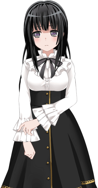 Anime Girl With Straight Bangsand Maid Outfit PNG Image