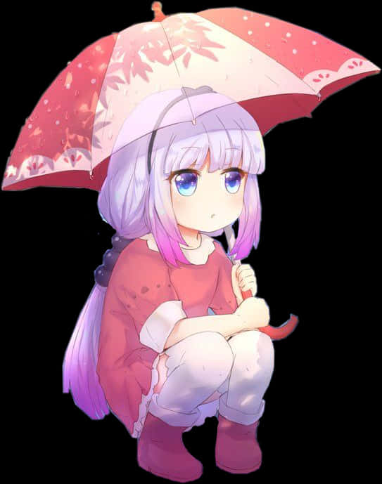 Anime Girl With Umbrella PNG Image