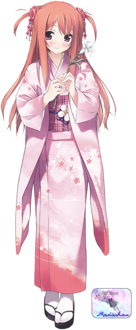 Anime Girlin Pink Kimono PNG Image