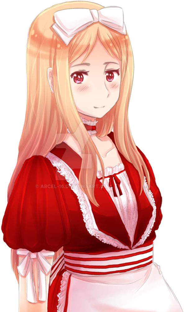 Anime Girlin Red Dress PNG Image