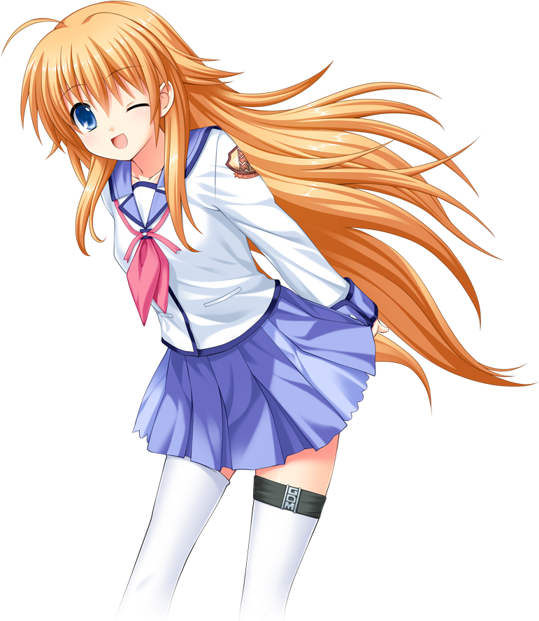 Anime Girlin School Uniform PNG Image