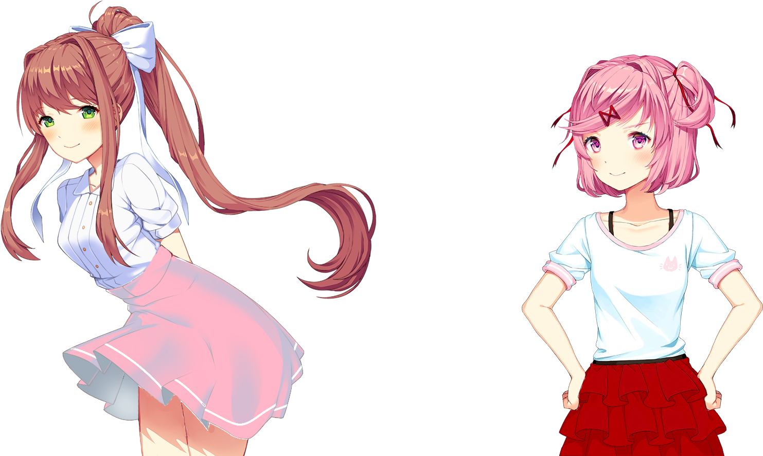 Anime Girls Two Poses PNG Image