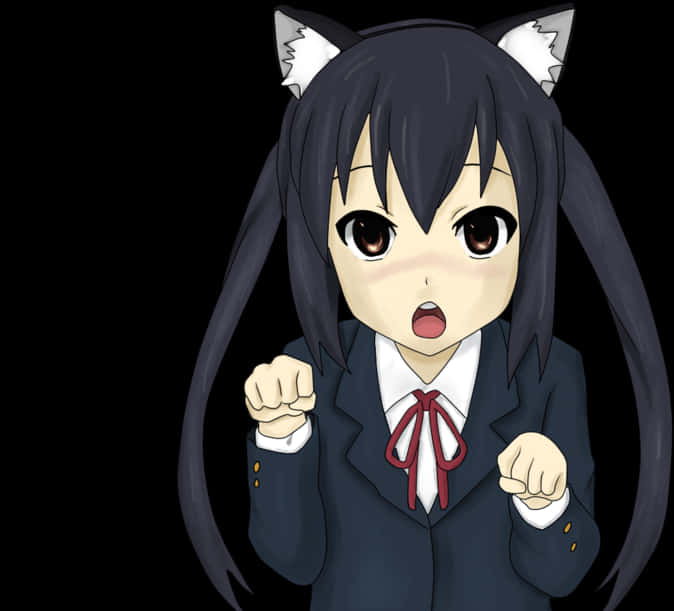 Anime Girlwith Cat Ears PNG Image