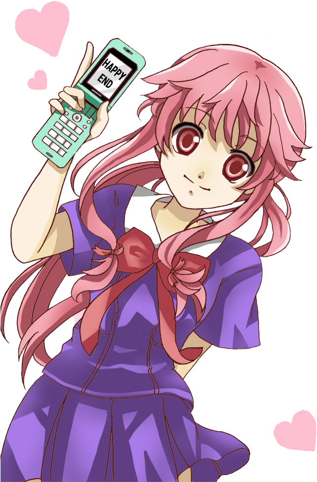 Anime Girlwith Cellphone Happy End PNG Image