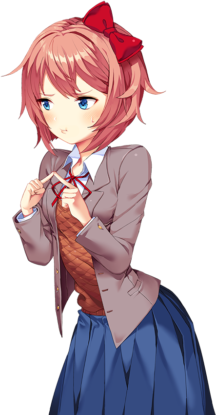 Anime Schoolgirl With Red Bow PNG Image