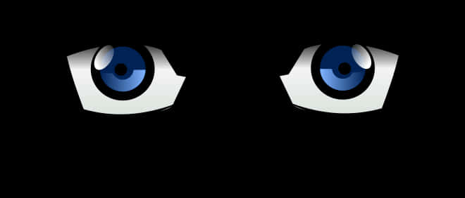 Anime Style Blue Eyeson Black Background PNG Image