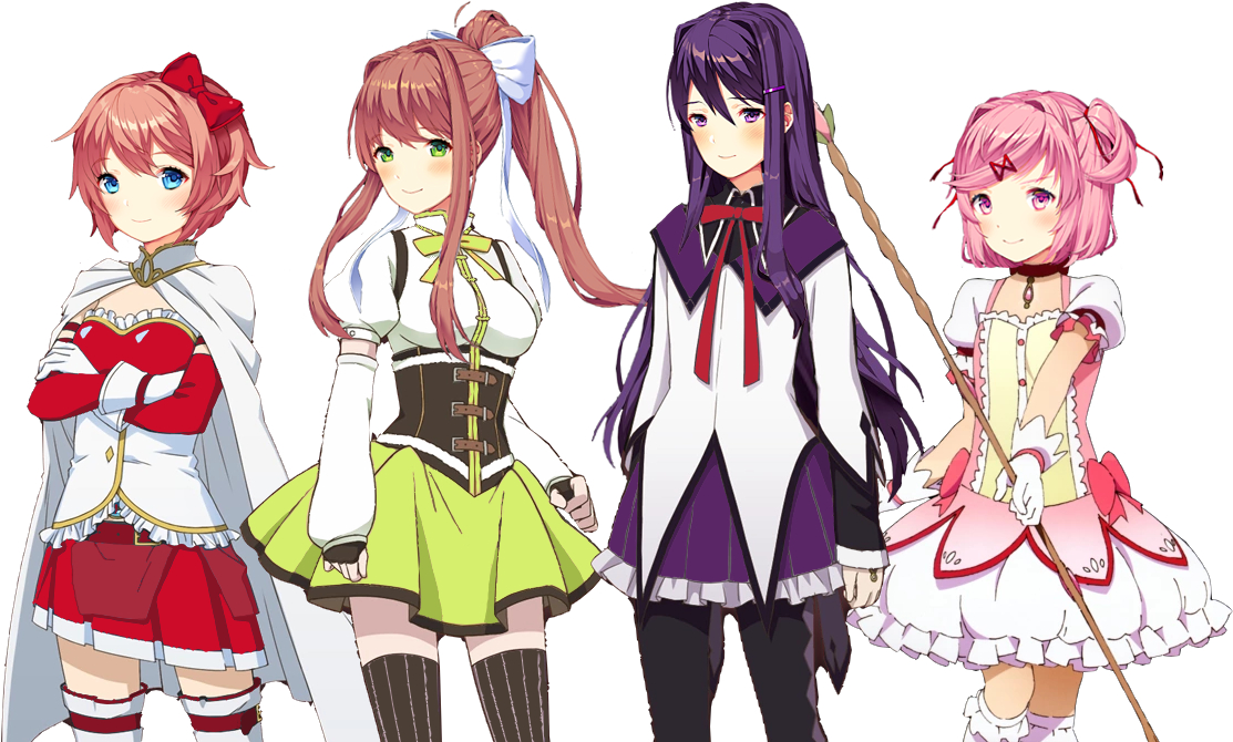 Anime Style Character Lineup PNG Image