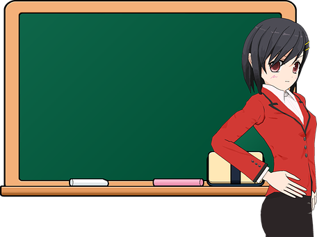 Anime Teacher In Classroom PNG Image