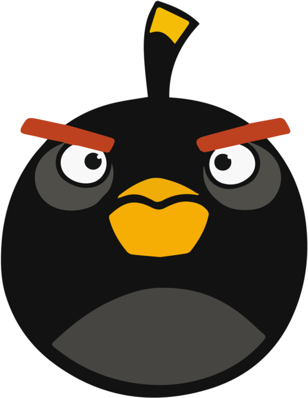 Annoyed Black Bird Cartoon Character PNG Image