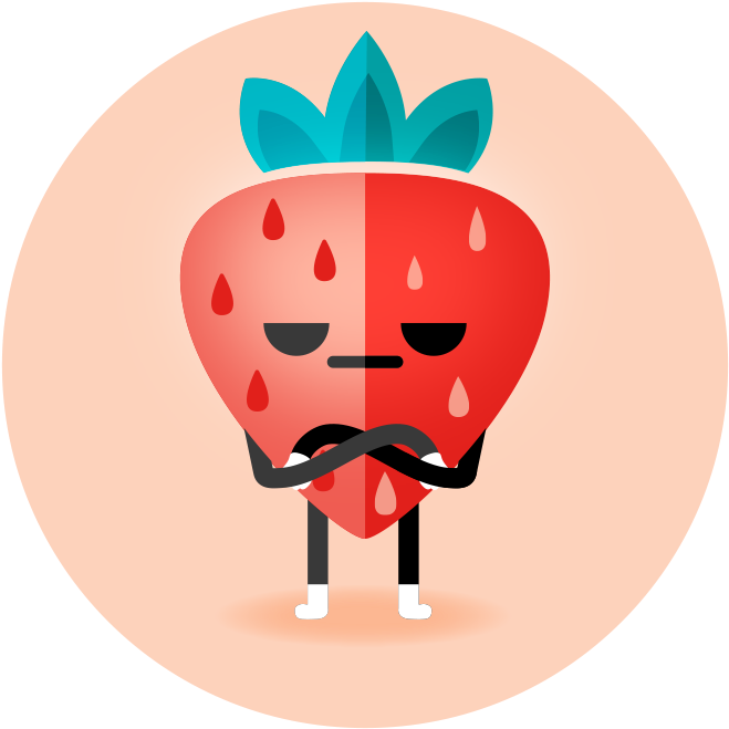 Annoyed Strawberry Character PNG Image