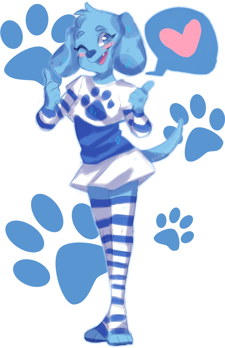 Anthropomorphic Blue Dog Cartoon Character PNG Image