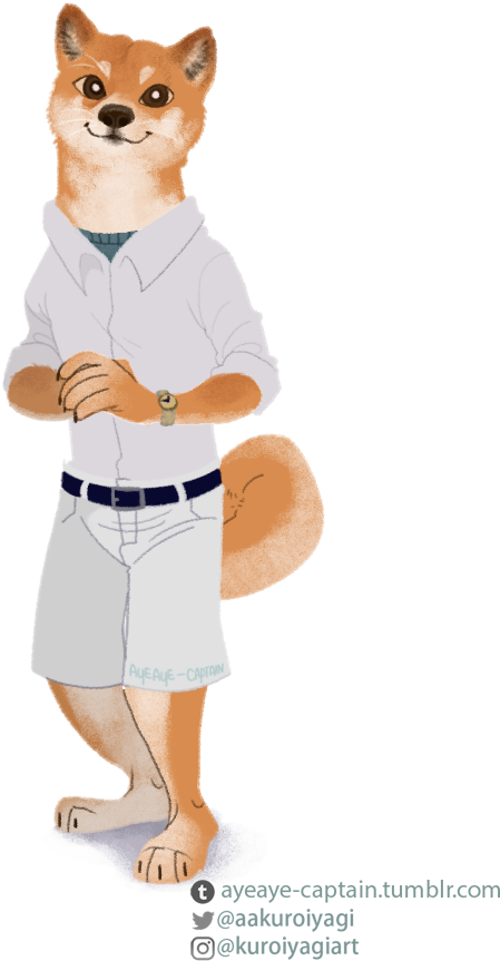 Anthropomorphic Shiba Inu Cartoon Character PNG Image