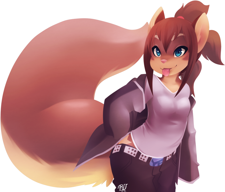 Anthropomorphic Squirrel Character Artwork PNG Image